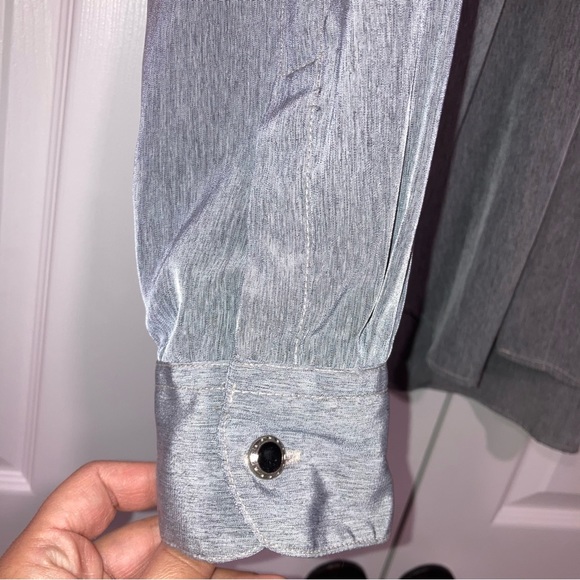 Bellini Collection Vintage Embroidered Gray Long Sleeve Button Up Blouse Large - Picture 2 of 10